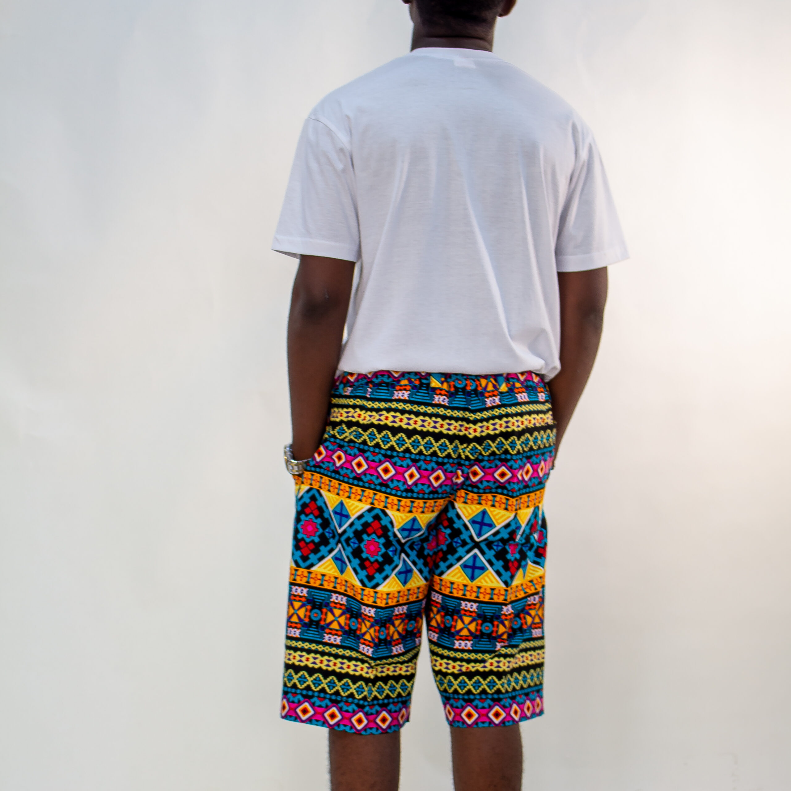 Zenon Button Down Shirt High Waisted Shorts Ankara African Print